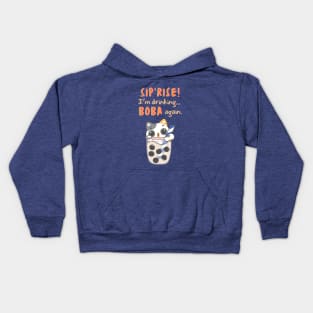 Boba Surprise/Sip-prise Cat with a giant cup of Boba tea Kids Hoodie